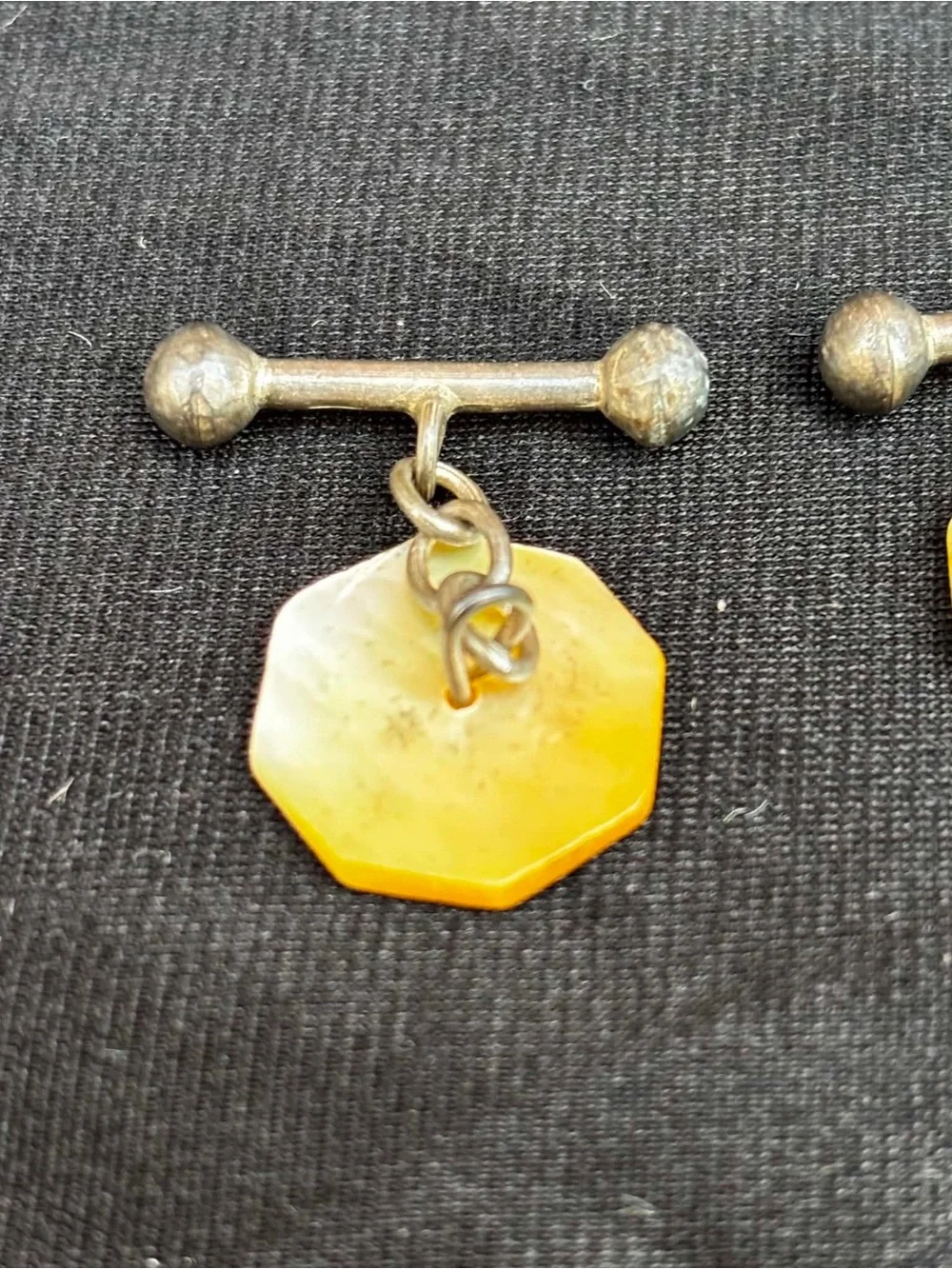 Vintage Antique? Chinese Export Sterling Silver Mother Pearl Character Cufflinks